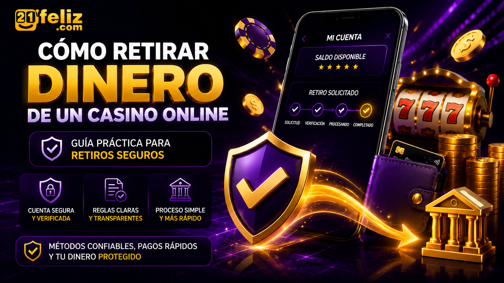Escena digital sobre cómo retirar dinero de un casino online con interfaz móvil clara y elementos de juego sobrios en un entorno de casino online.