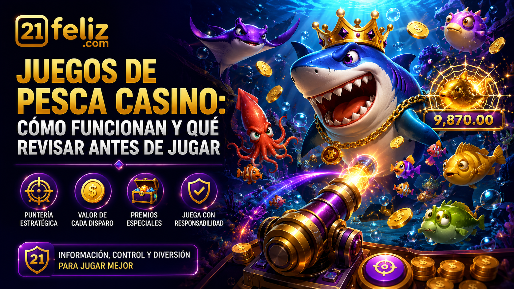 Composición editorial sobre juegos de pesca casino con elementos de juego digital, reglas claras y control responsable.