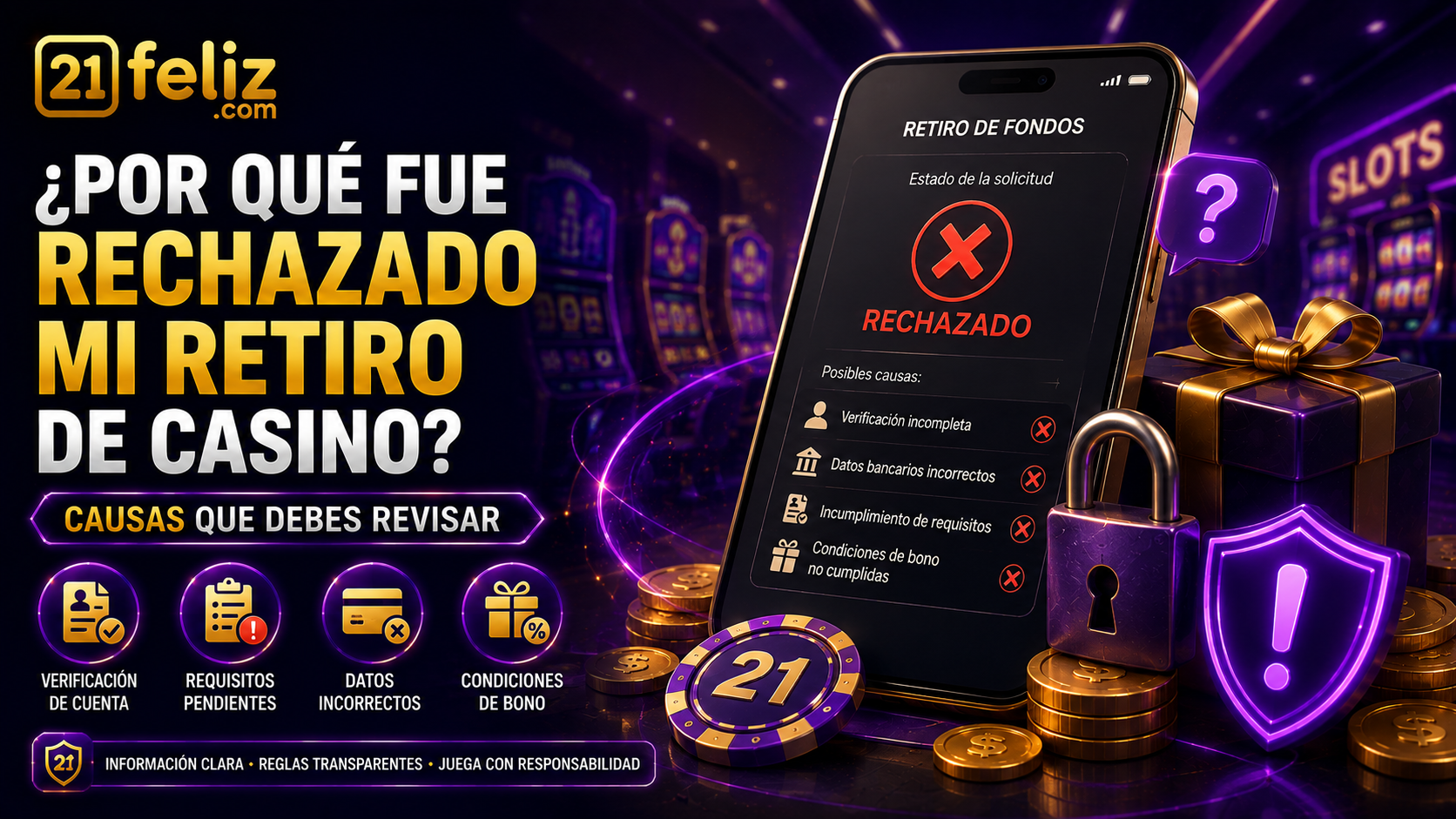 Composición editorial sobre por qué fue rechazado mi retiro con elementos de juego digital, reglas claras y control responsable.
