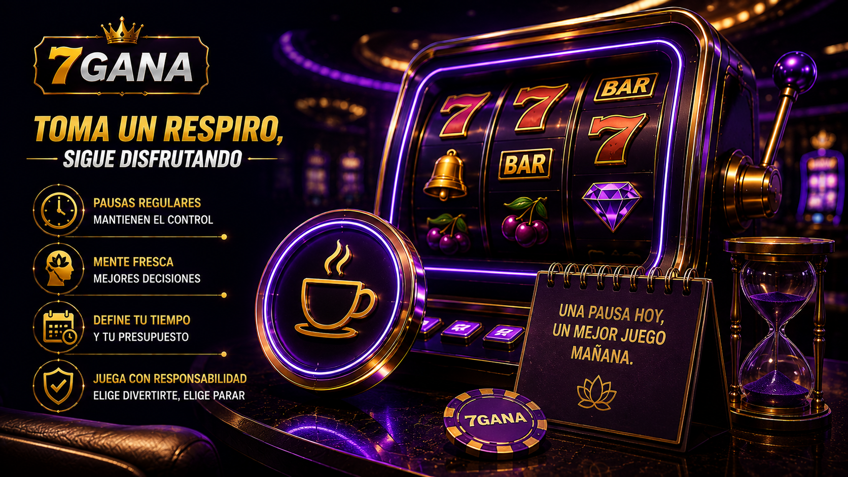 Ilustración editorial sobre pausas al jugar casino online con enfoque educativo para usuarios adultos en México