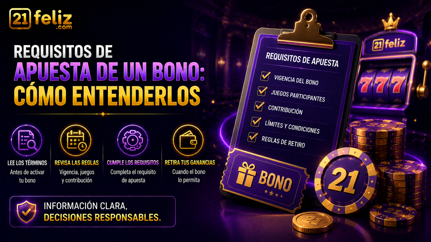 Visual editorial sobre requisitos de apuesta de un bono con elementos de juego digital y composición clara para usuarios adultos en México.