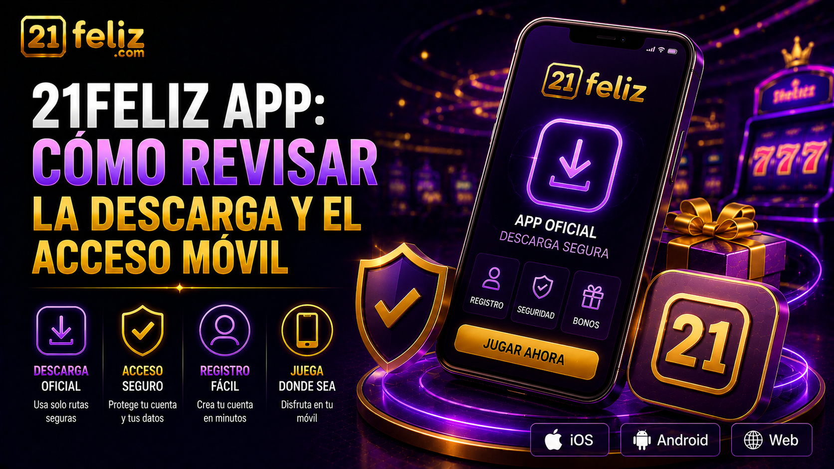 Visual editorial sobre 21FELIZ app con elementos de juego digital y composición clara para usuarios adultos en México.