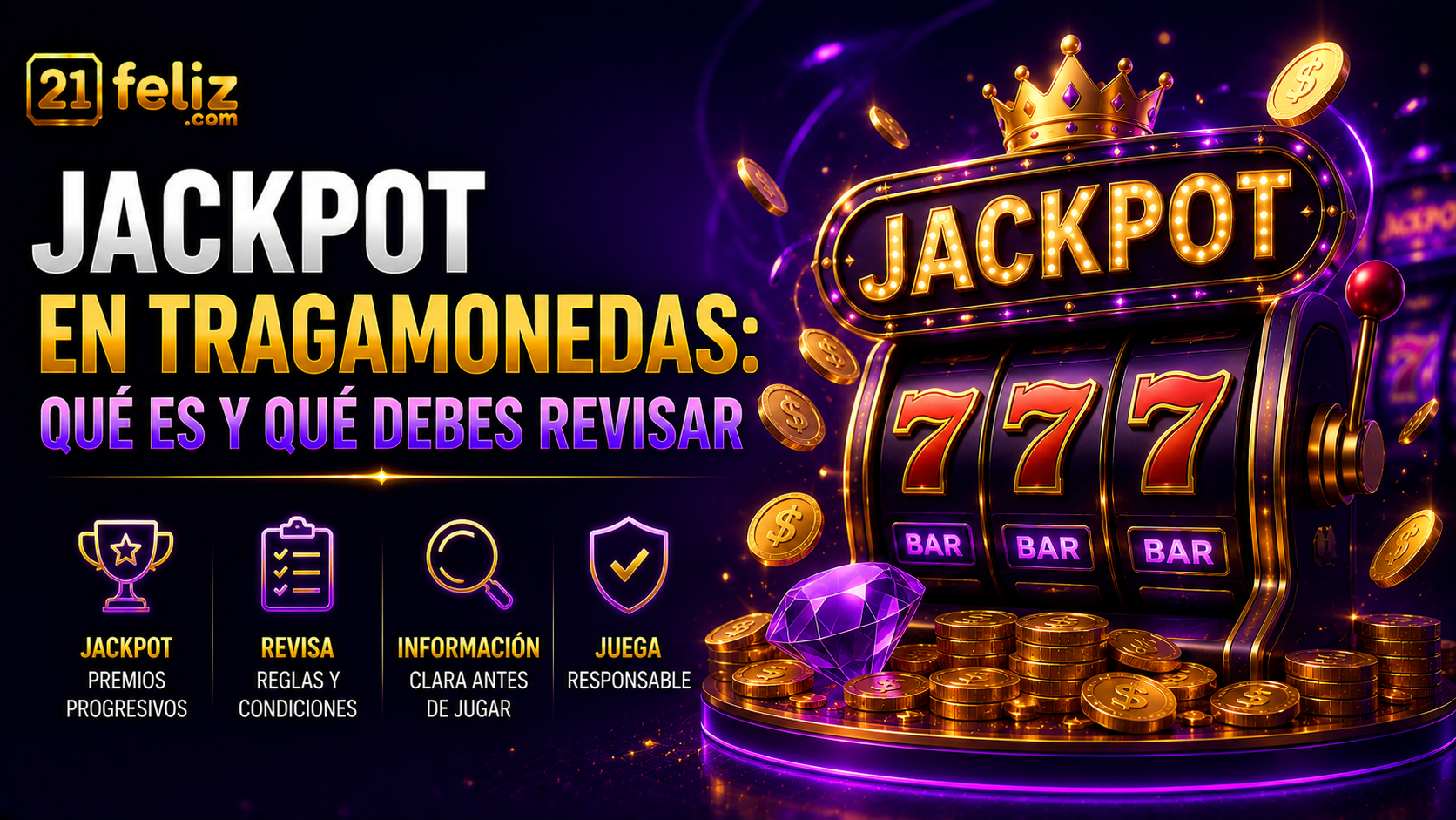 Imagen editorial sobre jackpot en tragamonedas con composición clara para usuarios adultos en México.