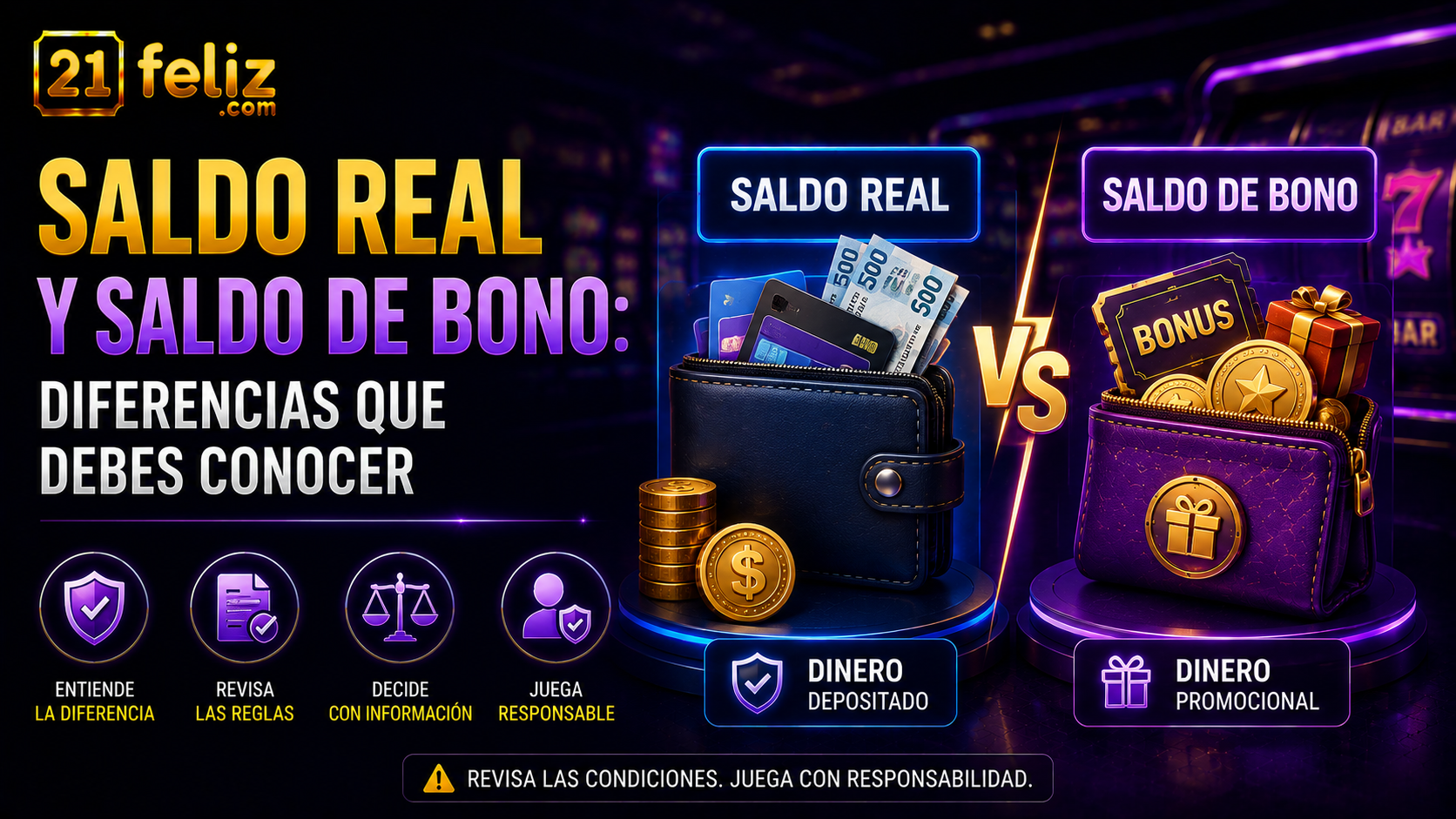 Imagen editorial sobre saldo real y saldo de bono para una guía informativa dirigida a usuarios adultos en México