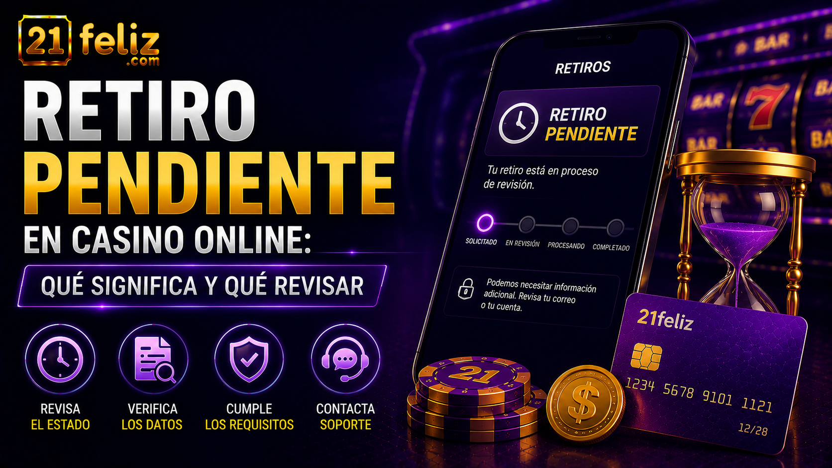 Imagen editorial sobre retiro pendiente en casino online para una guía informativa dirigida a usuarios adultos en México.