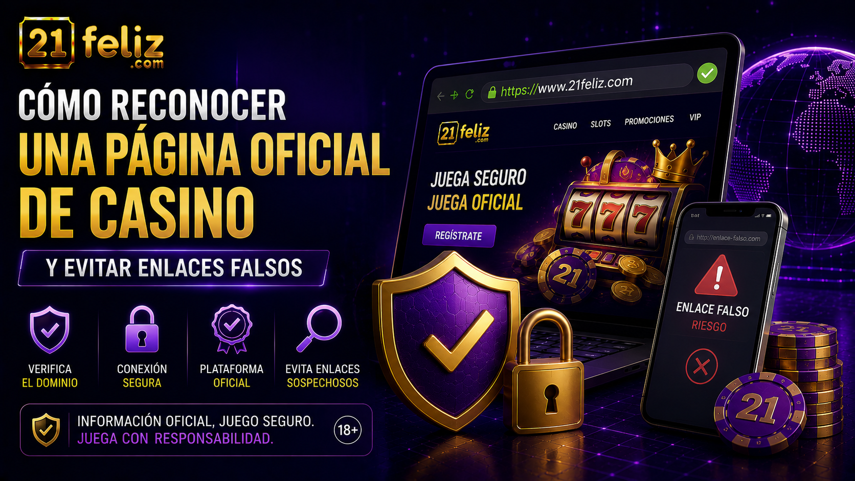 Imagen editorial sobre página oficial de casino para una guía informativa dirigida a usuarios adultos en México.