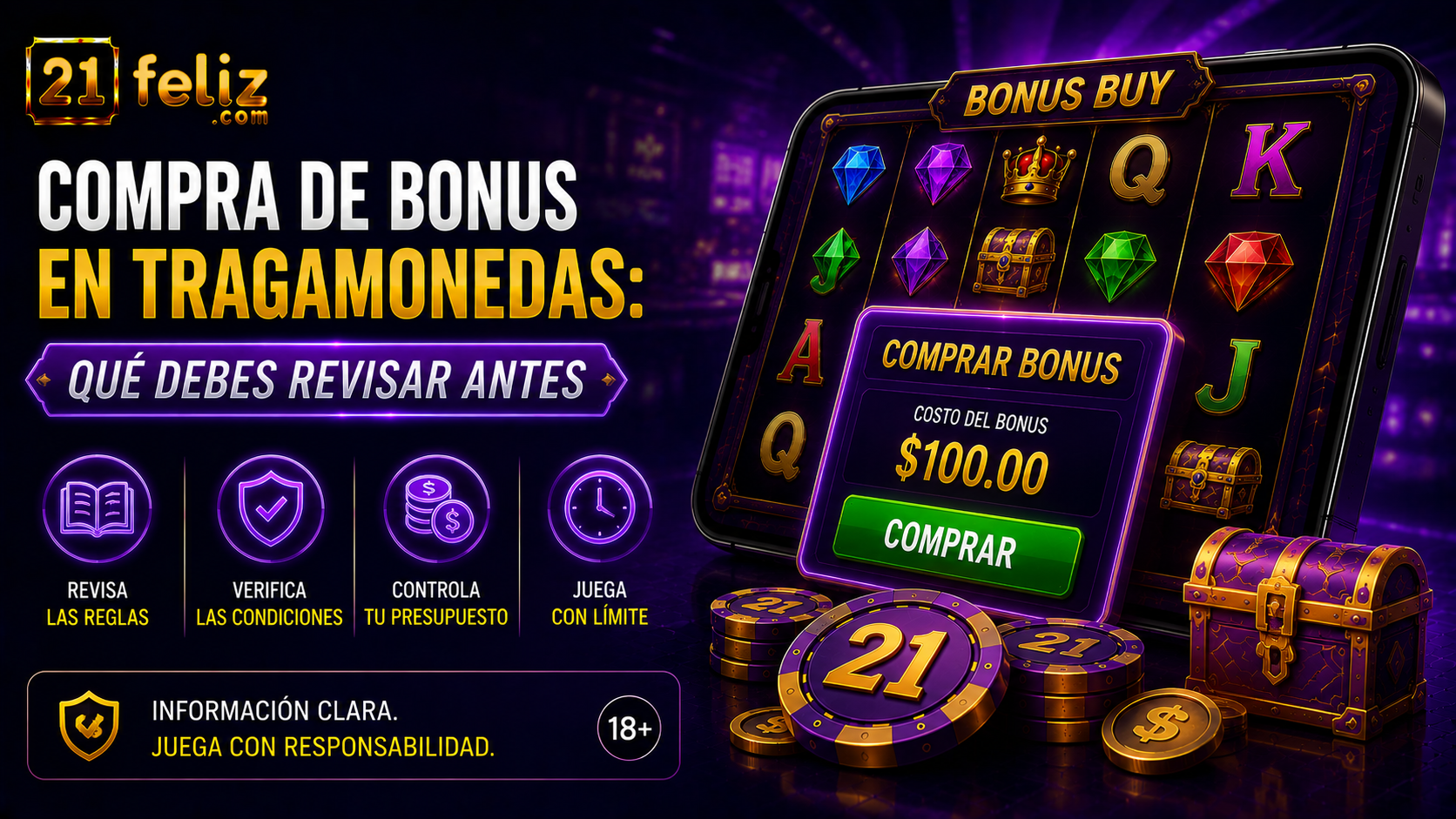 Imagen editorial sobre compra de bonus en tragamonedas para usuarios adultos en México.