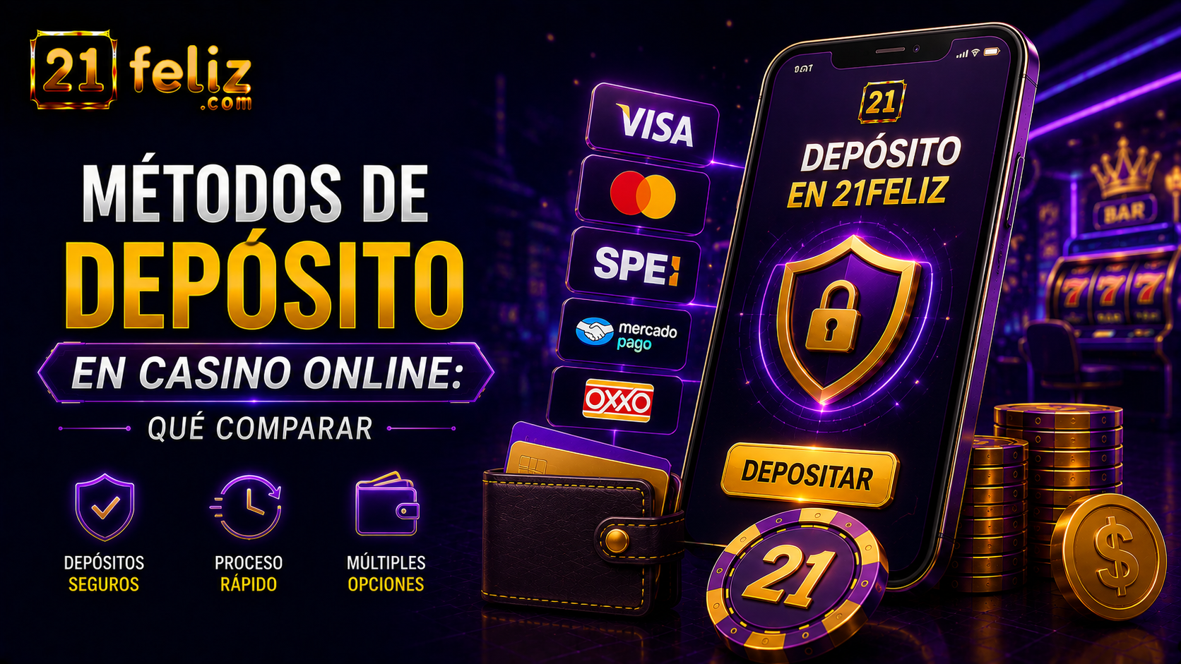 Imagen editorial sobre métodos de depósito en casino online para usuarios adultos en México.