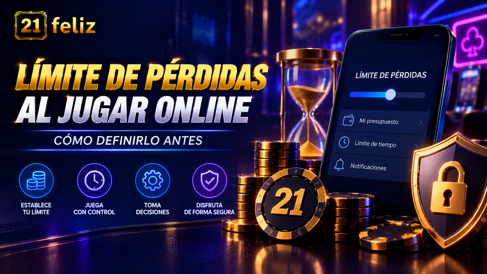 Imagen editorial sobre límite de pérdidas al jugar online con composición educativa para usuarios adultos en México.