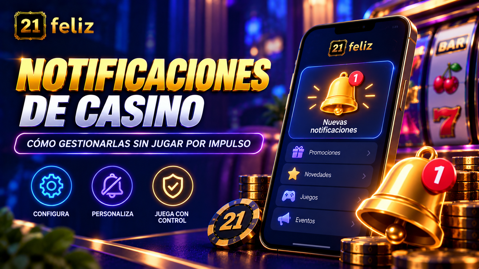 Imagen editorial sobre notificaciones de casino con composición educativa para usuarios adultos en México.