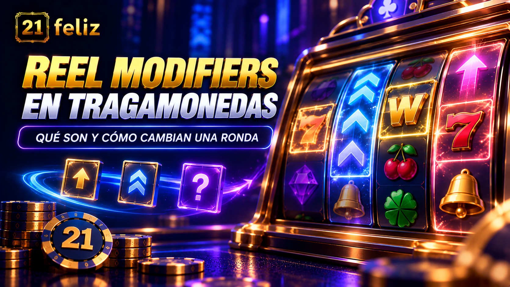 Imagen editorial sobre reel modifiers en tragamonedas con composición informativa para usuarios adultos en México.