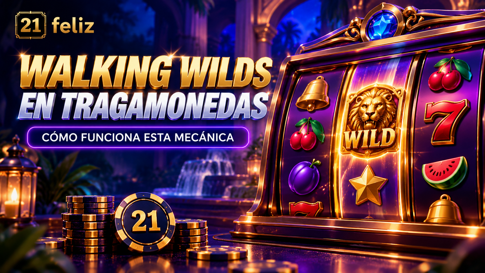 Imagen editorial sobre Walking Wilds en tragamonedas con composición informativa para usuarios adultos en México.