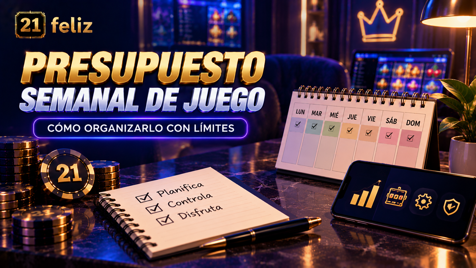 Imagen editorial sobre presupuesto semanal de juego con composición informativa para usuarios adultos en México.