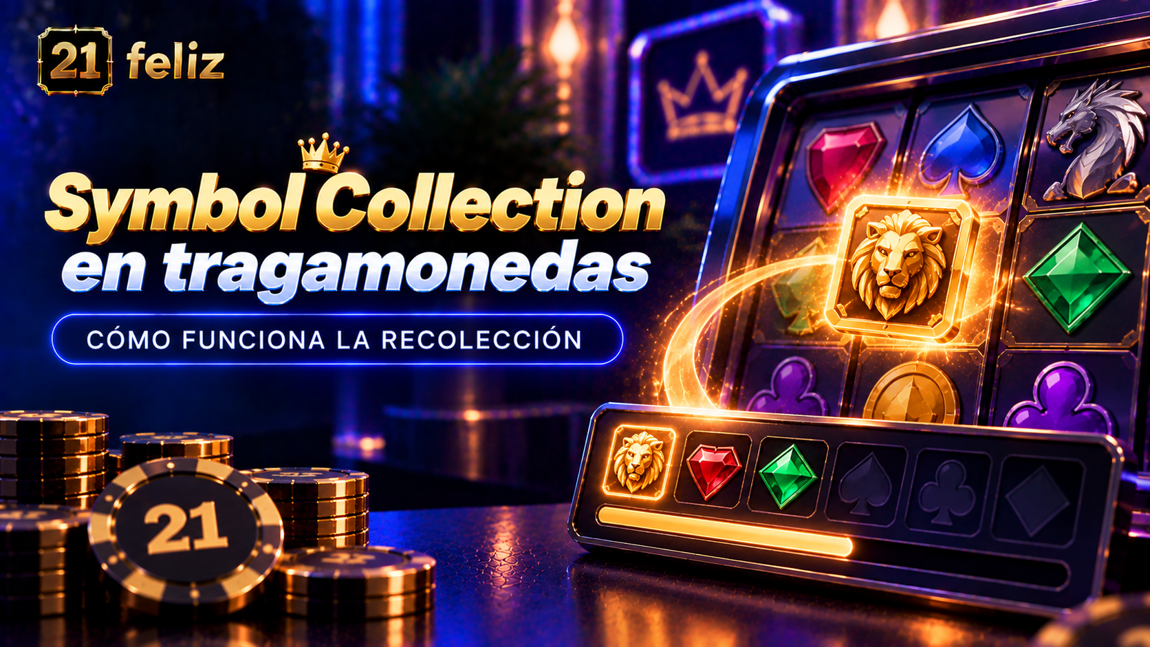 Imagen editorial sobre Symbol Collection en tragamonedas con una composición educativa para usuarios adultos en México.