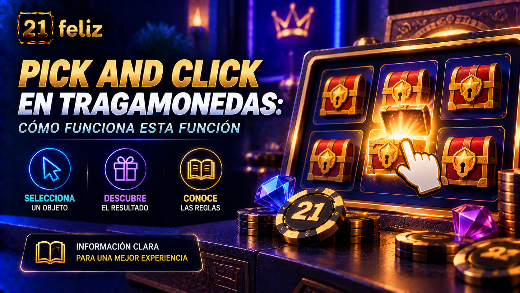 Imagen editorial sobre Pick and Click en tragamonedas con una composición clara y educativa para usuarios adultos en México.