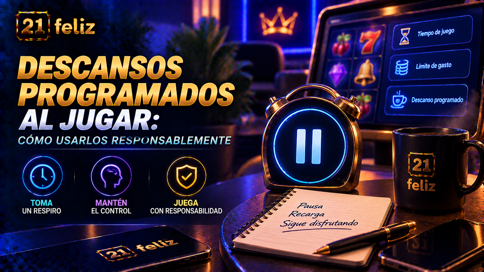 Imagen editorial sobre descansos programados al jugar con una composición clara y educativa para usuarios adultos en México.