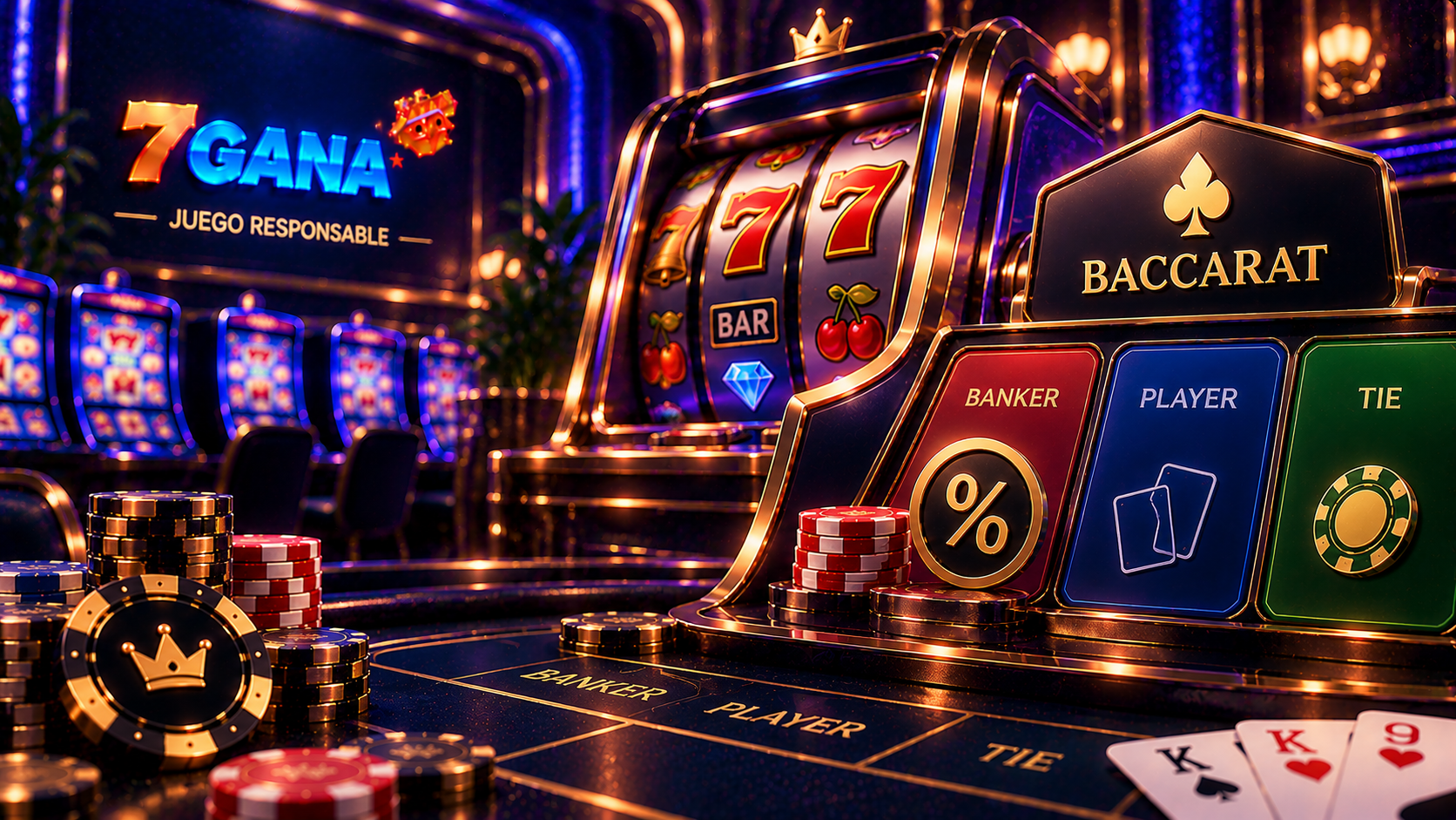 Guía visual sobre comisión de Banker en baccarat centrada en sus reglas y funcionamiento principal.