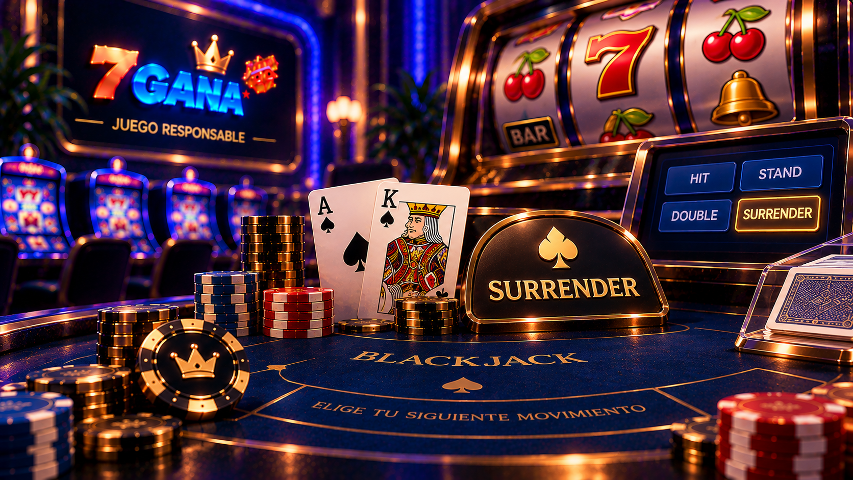 Guía visual sobre surrender en blackjack centrada en el mecanismo o control explicado en el artículo.