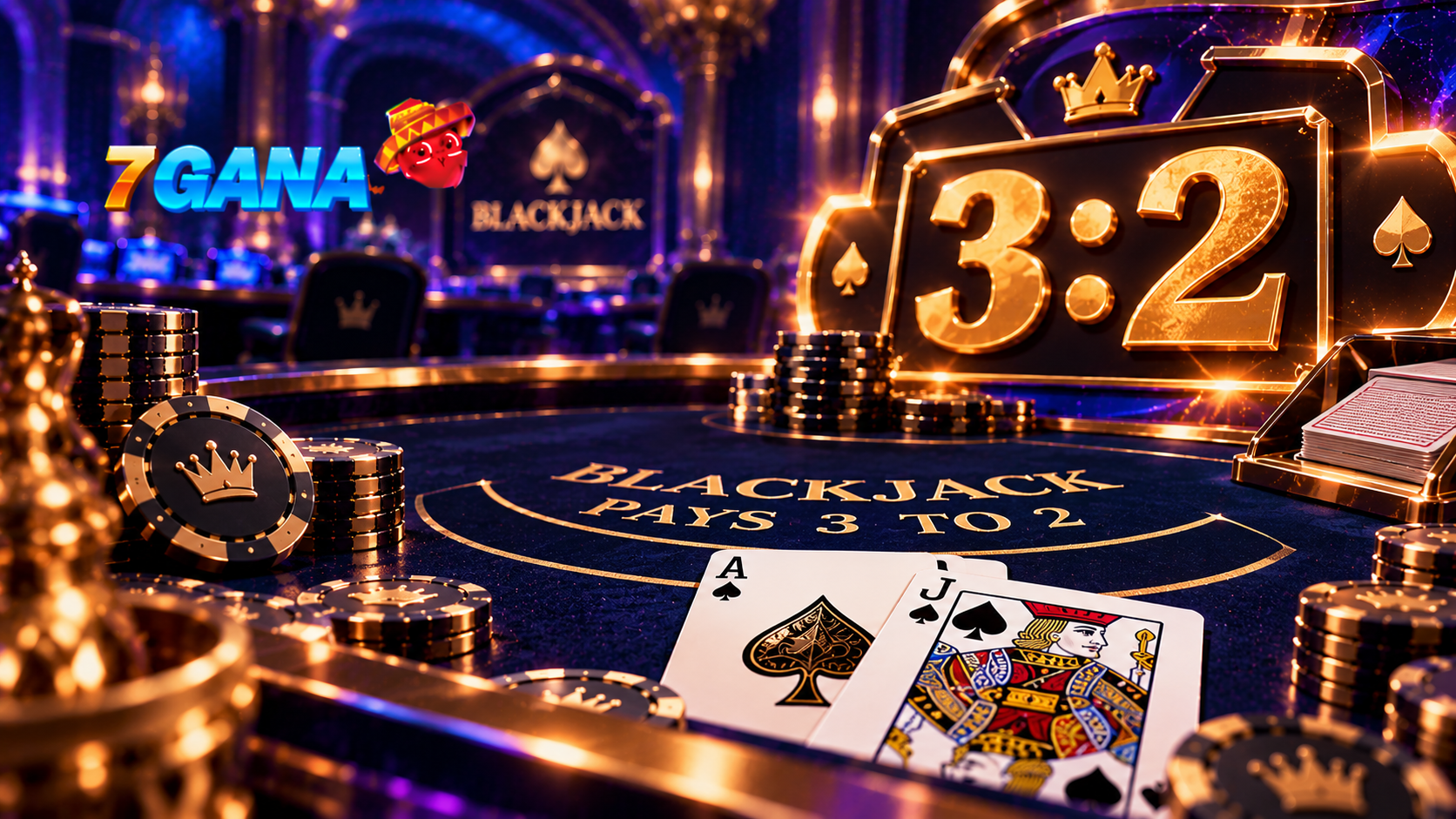 Composición educativa sobre pago 3:2 en blackjack con elementos específicos de la regla, proceso o control explicado en la guía.