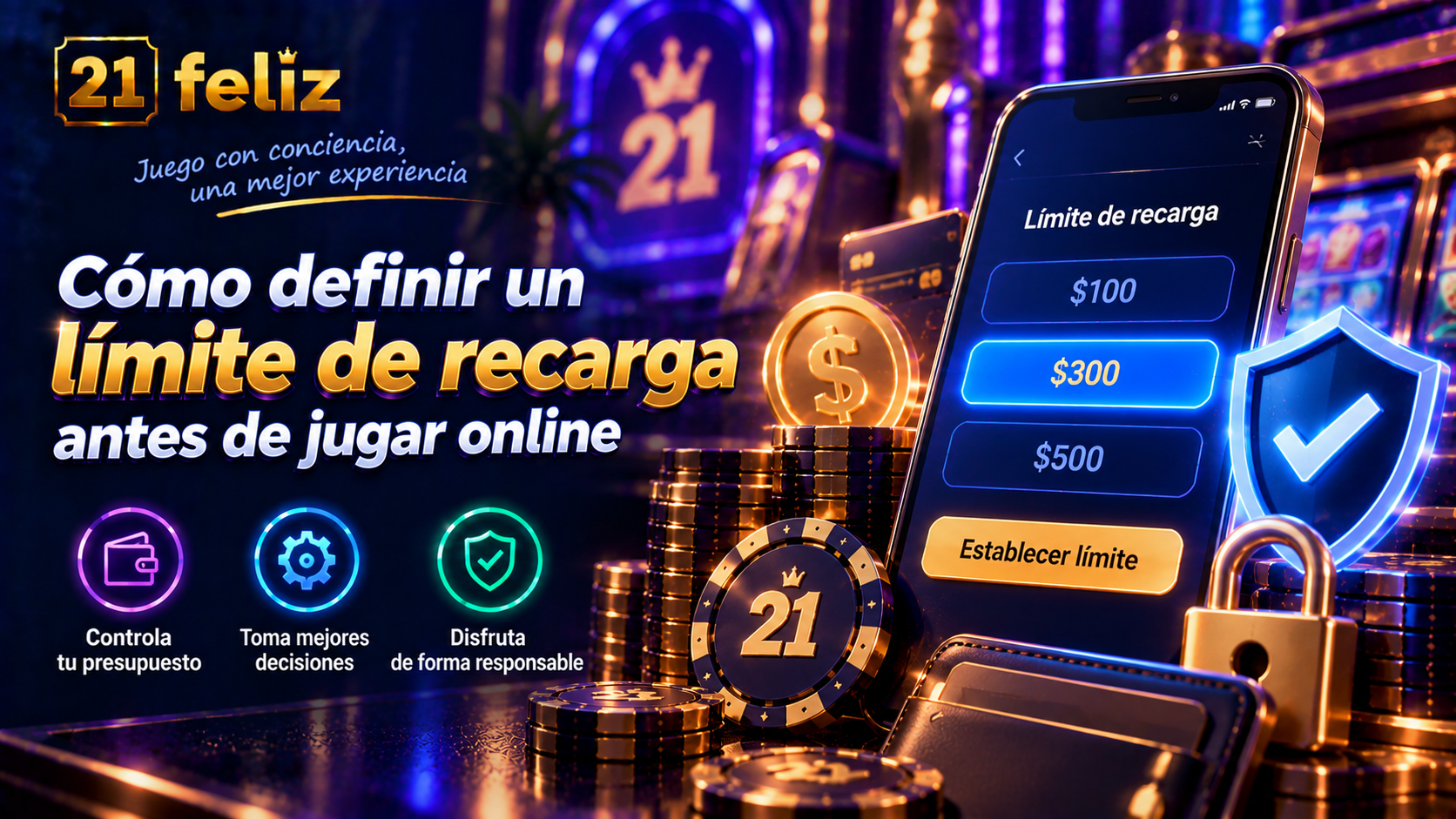 Imagen editorial sobre límite de recarga con reglas y precauciones explicadas para usuarios adultos de casino online en México.