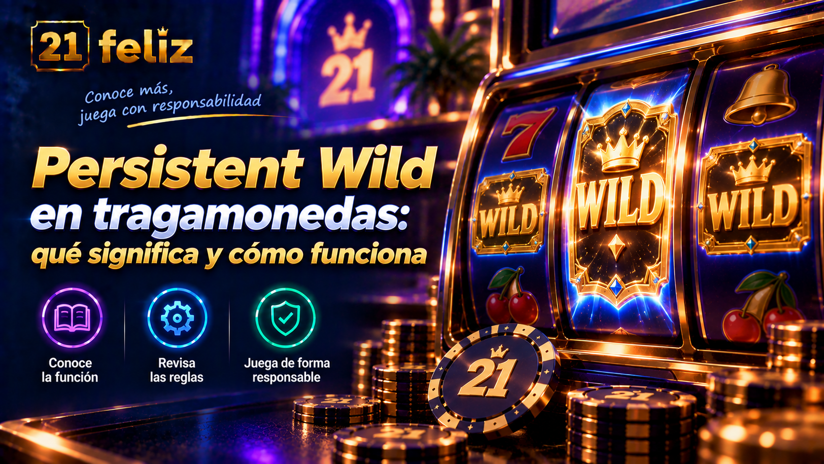 Imagen editorial sobre Persistent Wild en tragamonedas con reglas y precauciones explicadas para usuarios adultos de casino online en México.