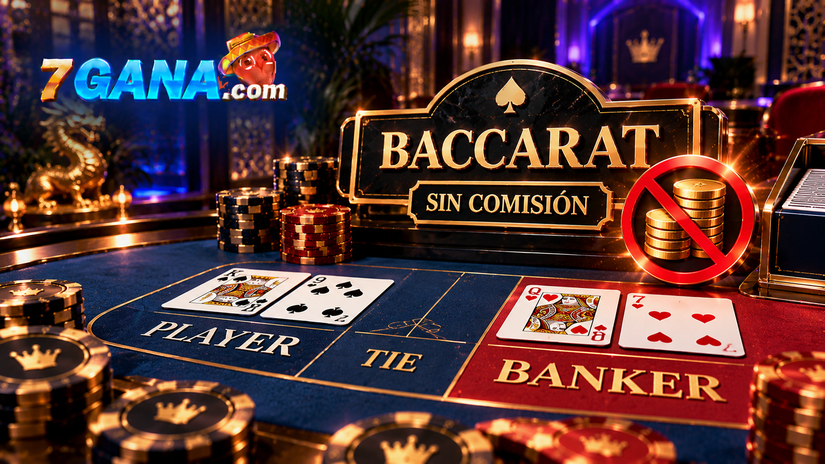 Ilustración educativa sobre baccarat sin comisión con composición editorial clara y elementos directamente relacionados con el tema.