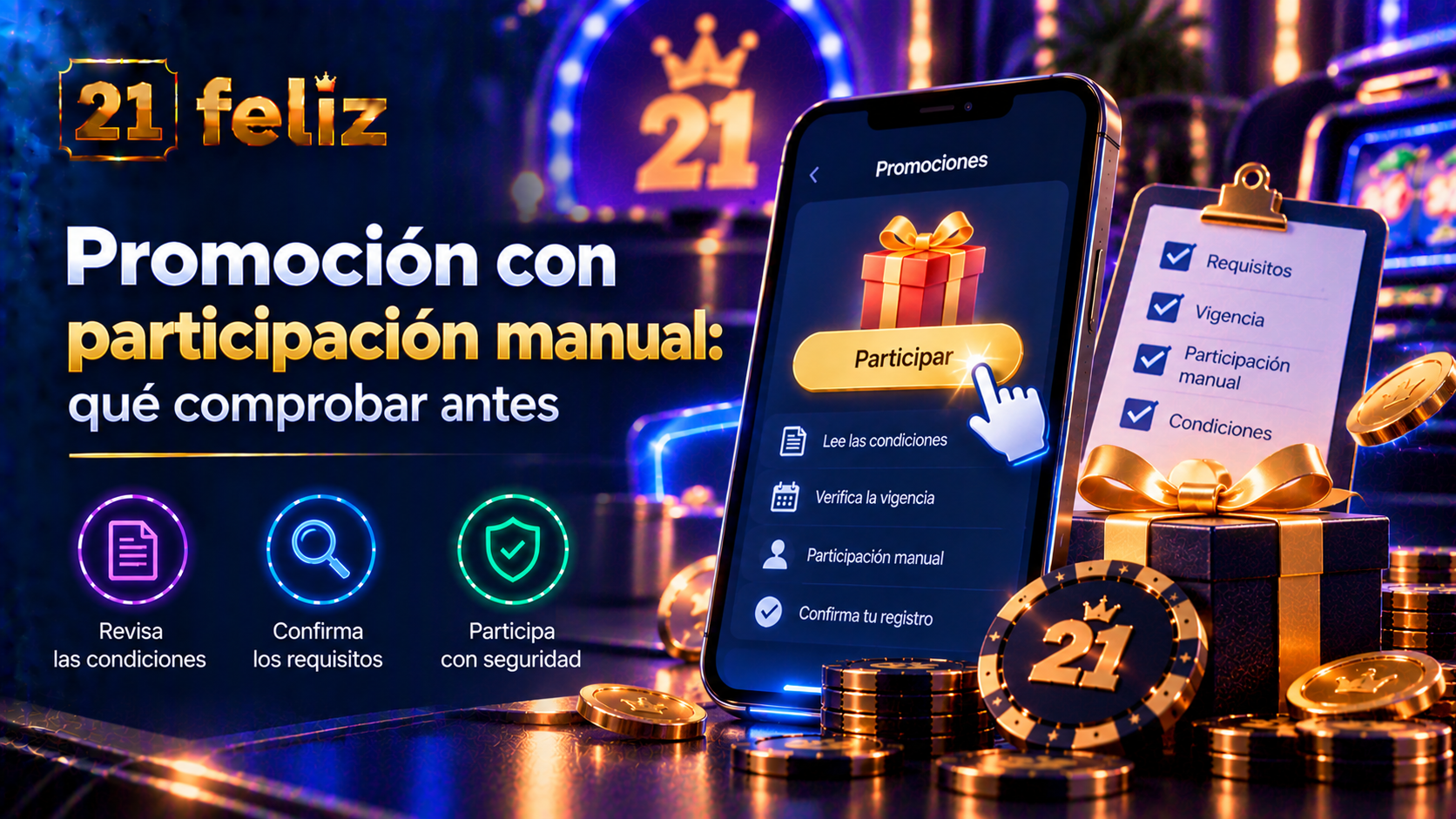 Imagen editorial sobre participación manual en una promoción con reglas y precauciones explicadas para usuarios adultos de casino online en México.