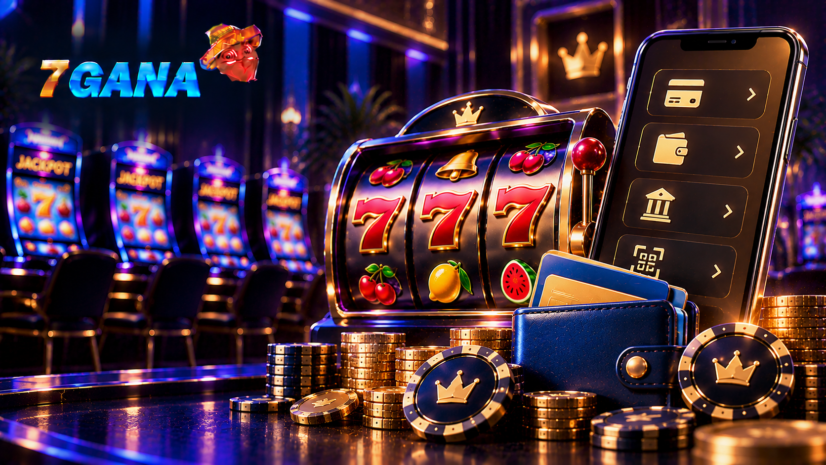 Escena educativa sobre depósito mínimo en casino online con elementos del tema, fondo oscuro y composición editorial clara de
