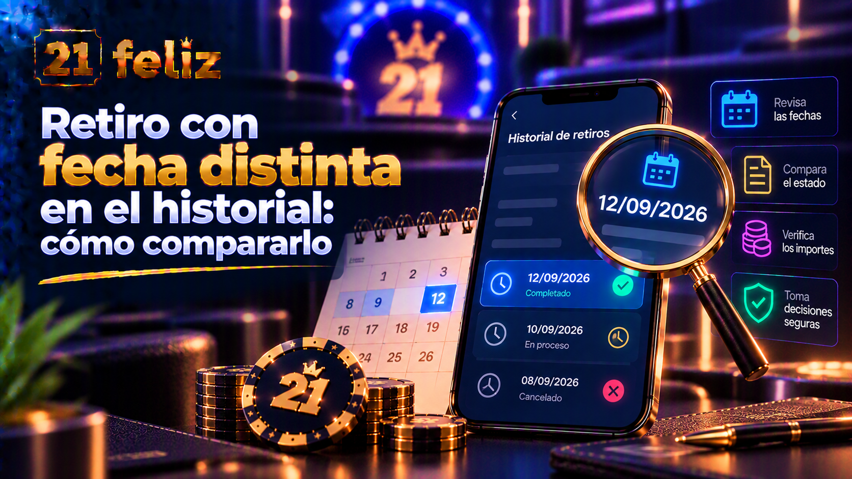 Guía visual sobre retiro con fecha distinta con reglas y precauciones explicadas para usuarios adultos de casino online en México.