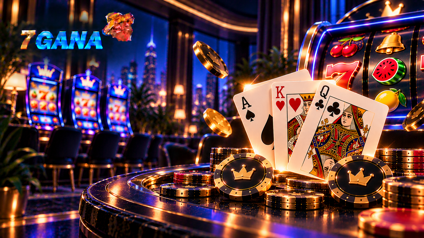 Composición educativa sobre Three Card Poker para principiantes con elementos temáticos y estilo editorial oscuro de 7GANA