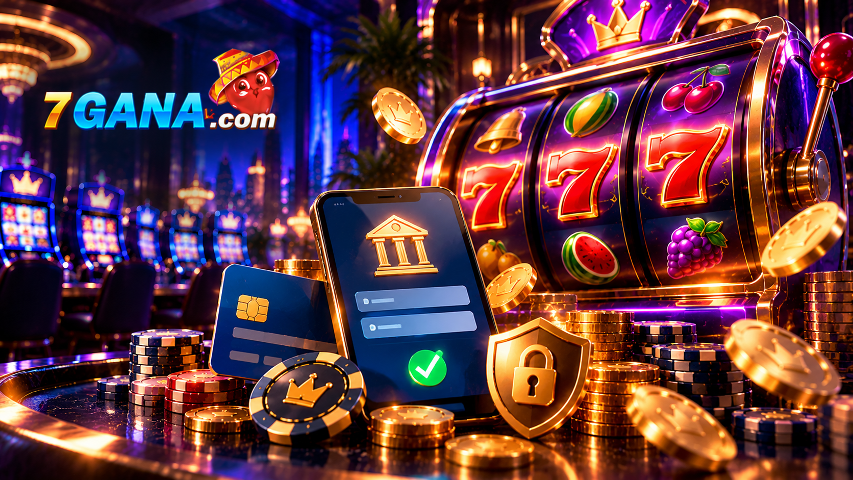 Composición educativa sobre CLABE para retiros de casino con elementos temáticos y estilo editorial oscuro de 7GANA