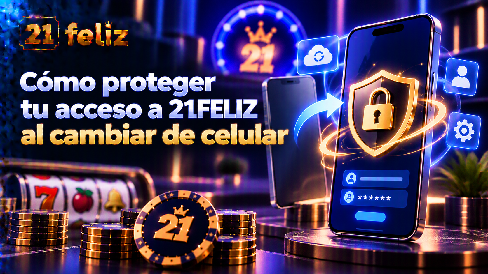 Guía visual sobre 21FELIZ al cambiar de celular con reglas y precauciones para usuarios adultos de casino online en México.