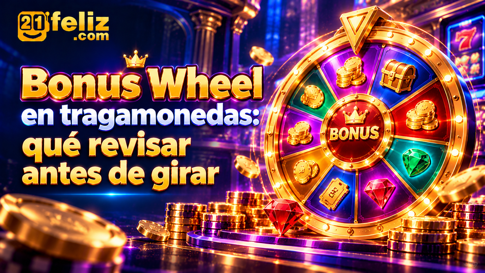 Guía visual sobre Bonus Wheel en tragamonedas con reglas y precauciones para usuarios adultos de casino online en México.