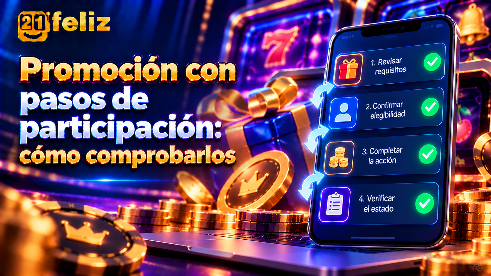 Guía visual sobre pasos de participación de una promoción con reglas y precauciones para usuarios adultos de casino online en México.