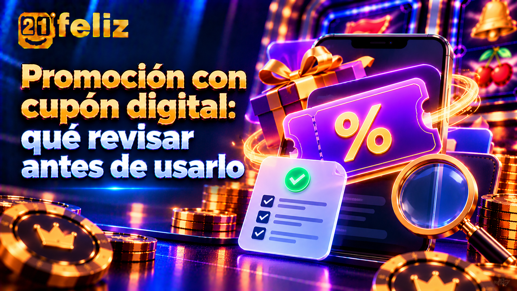 Guía visual sobre promoción con cupón digital con reglas, controles y precauciones para usuarios adultos de casino online en México.
