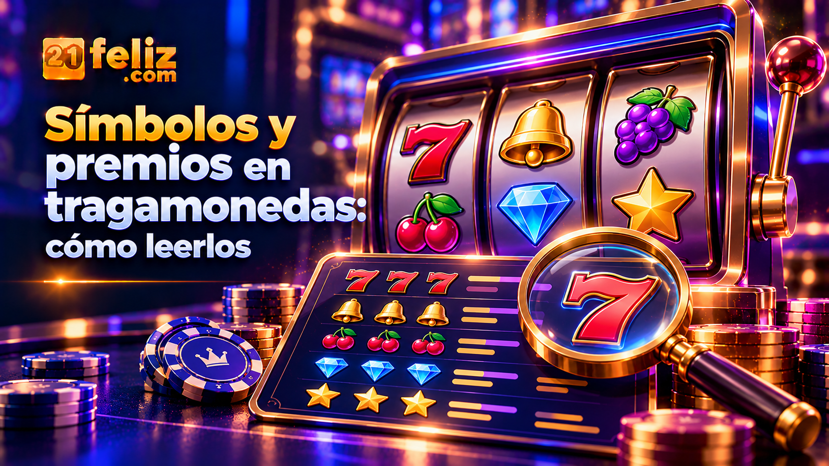 Ilustración editorial sobre simbolos y premios tragamonedas, con elementos digitales claros y una composición pensada para lectores de México.