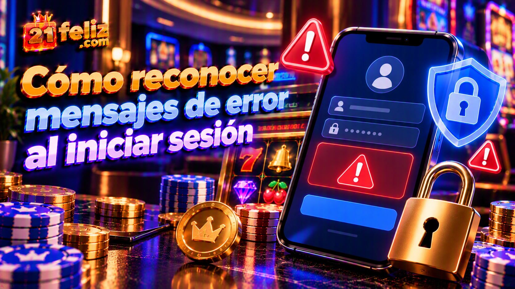 Interfaz ilustrativa sobre error al iniciar sesion casino online, con controles claros y detalles visuales para orientar a usuarios adultos.