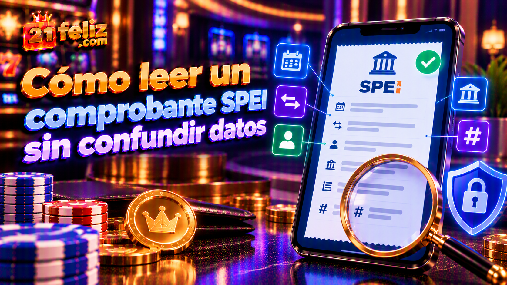 Ilustración educativa sobre comprobante spei mexico con elementos claros de una interfaz digital para adultos en México.